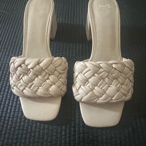 Marc Fisher Braided Strap Mules - Cream
